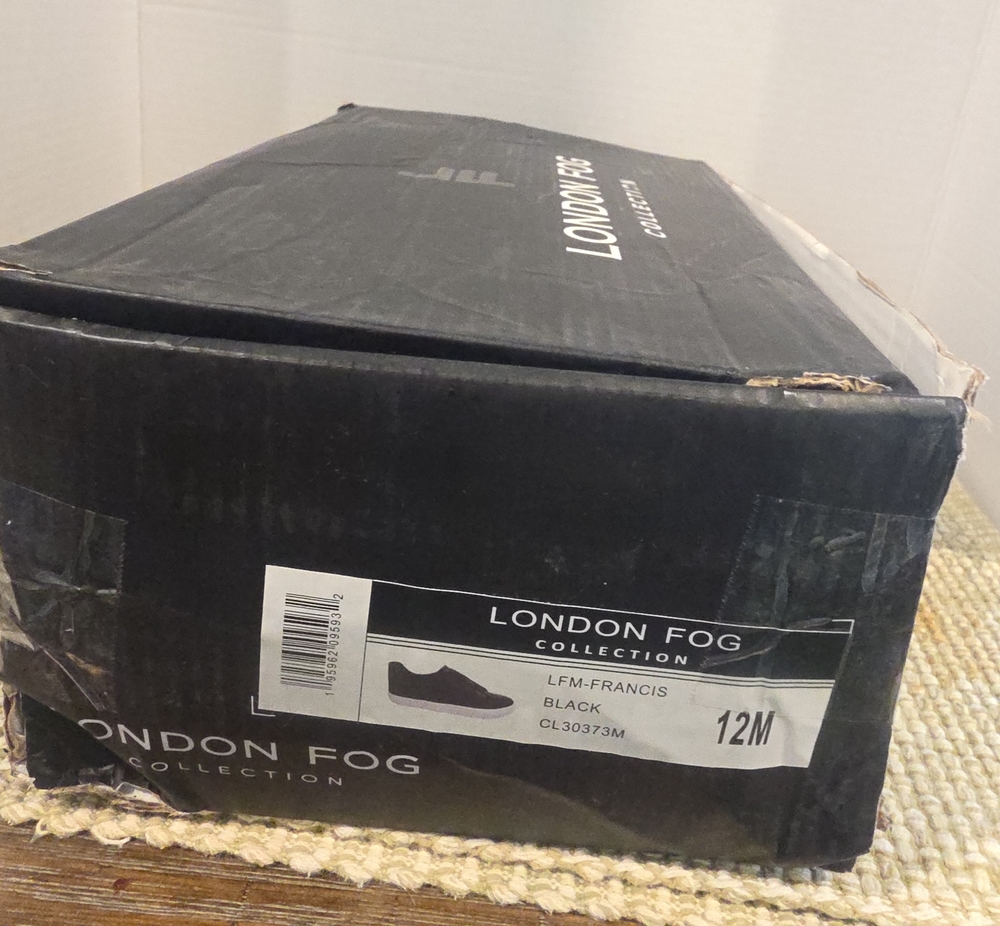 London Fog Men's Black Leather Slip-On Sneakers with White Sole - Picture 5 of 5